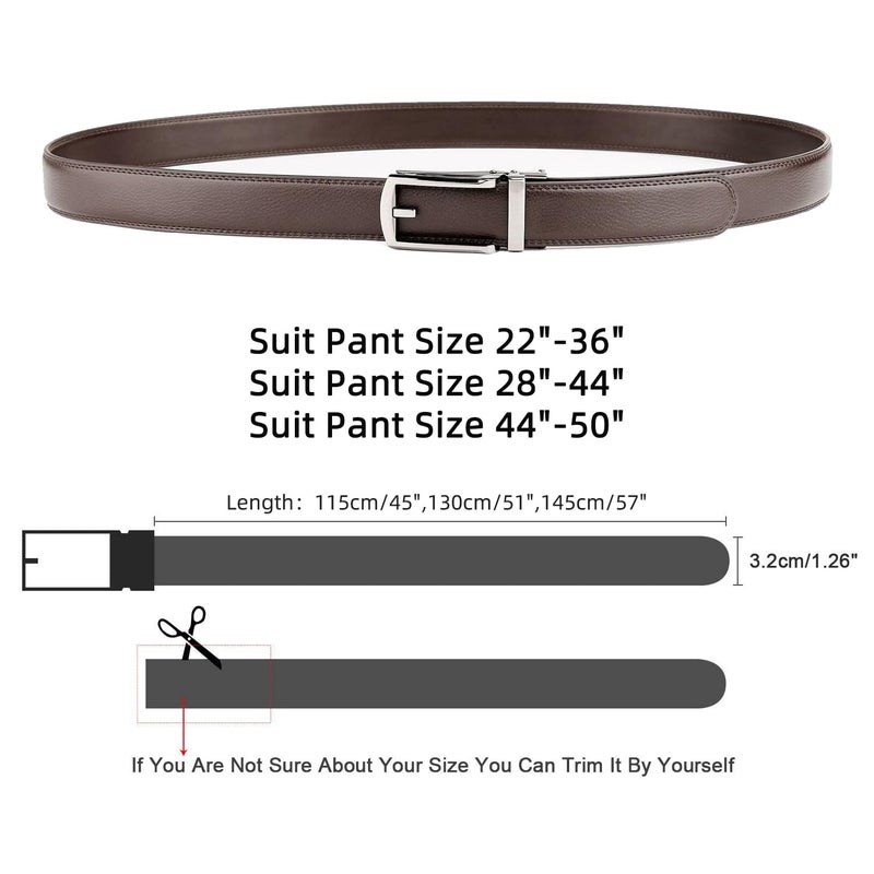 WERFORU Leather Ratchet Dress Belt for Men Perfect Fit Waist Size Up to 50 Inches with Automatic Buckle,02Style 1 - Coffee,Suit Pant Size 30-44 Inches - Image 5